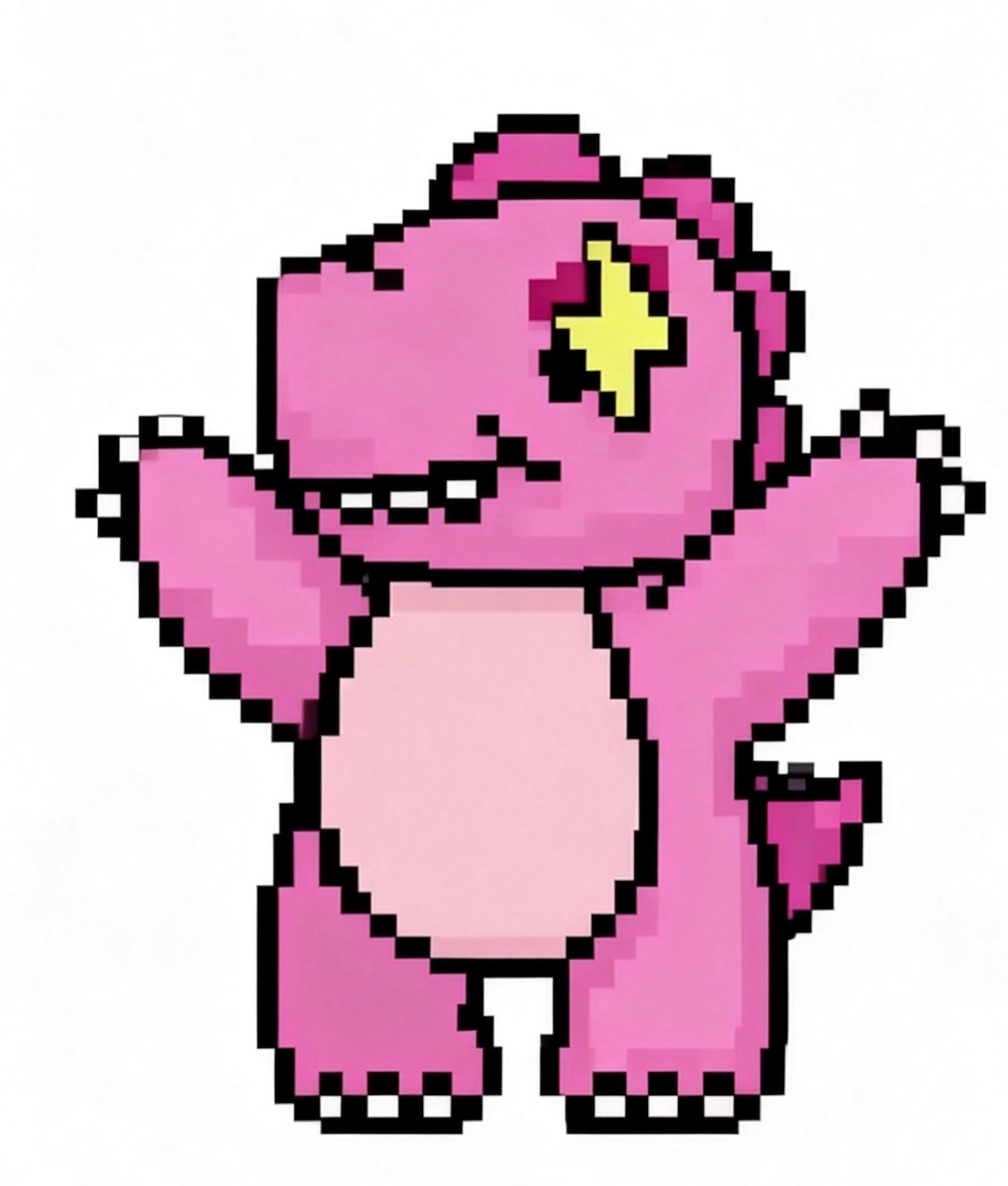 single pink dinosaur pixel character