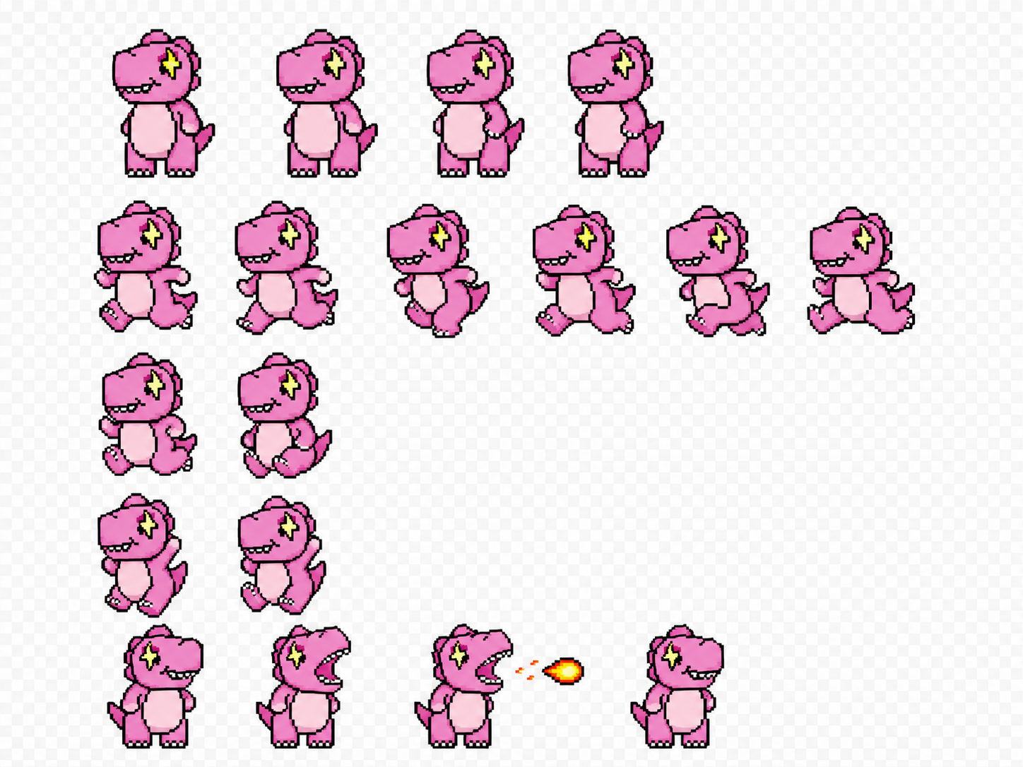 pink dinosaur sprite sheet